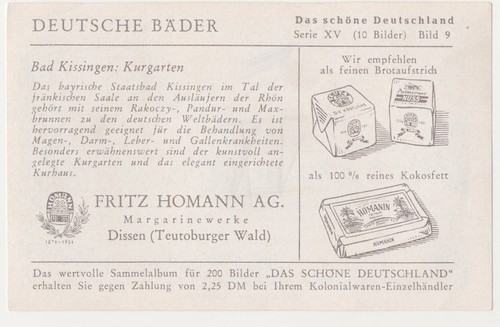BAD KISSINGEN KURGARTEN DEUTSCHLAND IMAGE CARD 1930's - Picture 2 of 2
