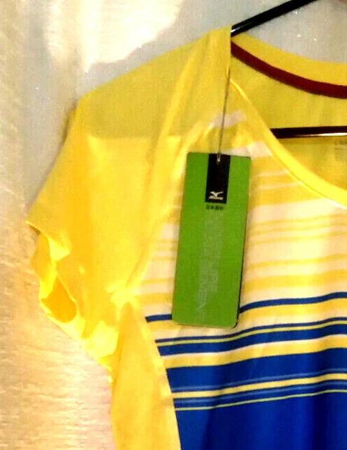 NUEVA Camisa de Correr para Mujer Mizuno Moisture Management Amarillo/Azul, XS, Transpirable Foto 2 de 2