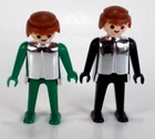 Playmobil Knights Figures Lot of 2 Vintage 1974 Geobra Green Black Silver