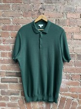 Sunspel Men's Polo Sweater, Sz Medium, Dark Green 100 Cotton, Portugal