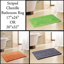 2-tone Chenille Bathroom Mat/area Rug, 2 Sizes, Lime, Green, Gray, Black, Orange