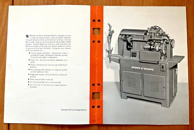 Brown & Sharpe Auto Pinion Turning Machine 1949 brochure Providence Rhode Is