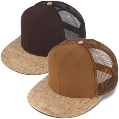 New Cork Square Cotton Flat Visor Mesh 6 Panel Adjustable Snapback Baseball Caps