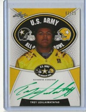 2014 TREY LEALAIMATAFAO LEAF ALL AMERICAN GREEN AUTO YELLOW ROOKIE CARD #03/25