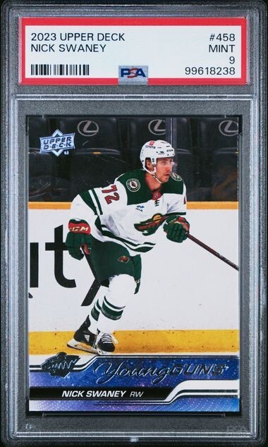2023 Upper Deck Nick Swaney YOUNG GUNS ROOKIE RC PSA 9 MINT #458 Wild