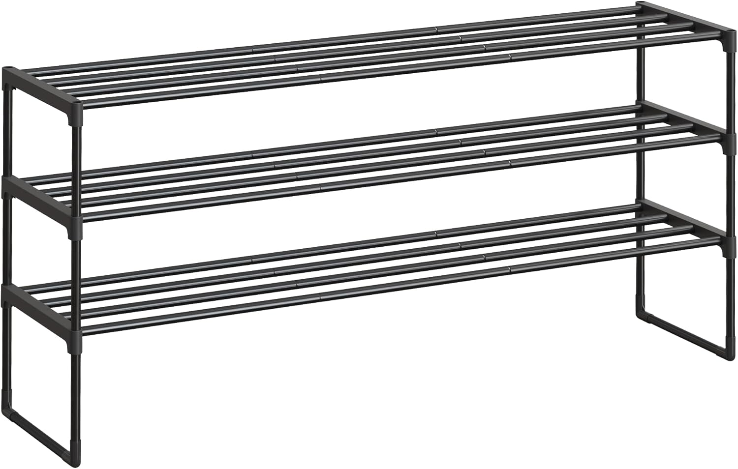 3-Tier Metal Shoe Rack Organizer - Upright or Upside Down Storage Shelf-image