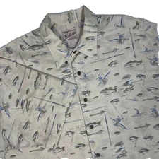Woolrich Fishing All-Over Print Short Sleeve Button Down Excellent Condition 2XL