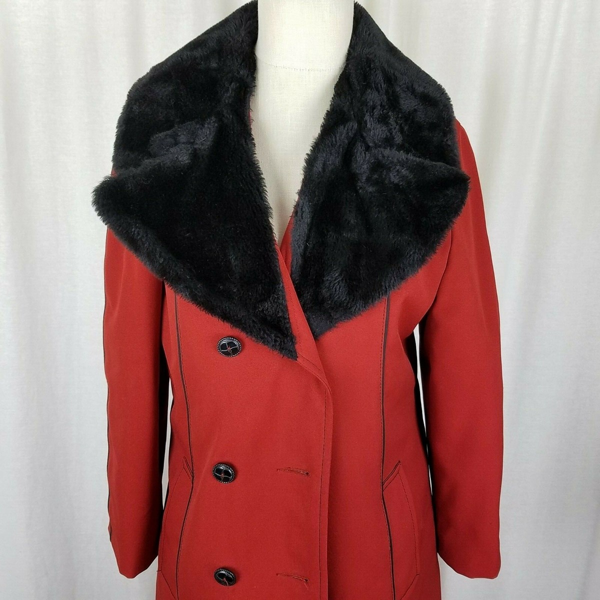 Smug Long Maxi Fur Lined All Weather Trench Pea Coat Womens M L