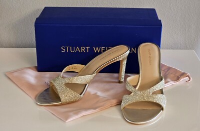 Sandales Stuart Weitzman Follie En Cuir Verni Argenté | Taille US 8.5 / EUR 39 - Neuves Avec Boîte