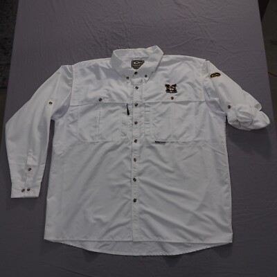 Drake Waterfowl Mizzou Tigers Shirt Men 3X White Roll Tab Outdoor Vented Utility