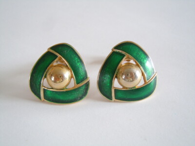 Bague Vintage En Émaux Vert - Bijou Fantaisie Ancien, Occasion