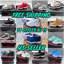 RESTOCK-14 Styles Jordan 11 Sneaker Key Chain, Mini Shoe Keyring Collectible
