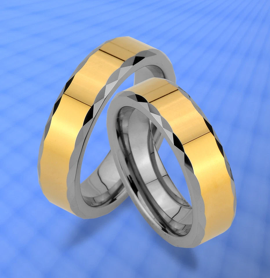 2 WOLFRAM TRAURINGE & GRAVUR GRATIS , RINGE mit IP GOLD Platierung  , JW26 - Bild 1 von 1