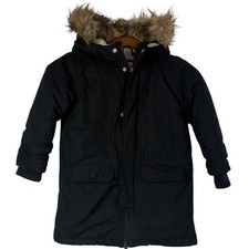 Cat  Jack Kids Black Faux Fur Hooded Parka Winter Coat Ski Warm Size XS 4/5
