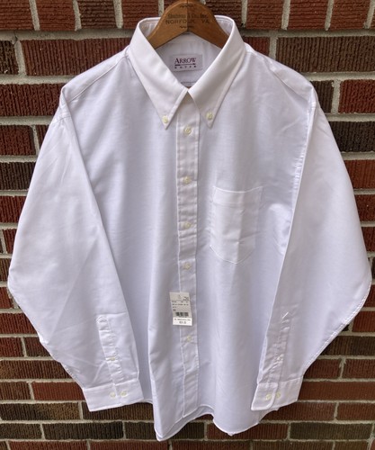 NWT Men's ARROW DOVER LONG SLEEVE DRESS SHIRT WHITE 16 1/2 34/35 - Picture 1 of 4