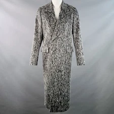 PAUL SMITH Size M Grey White Textured Wool Blend Peak Lapel Coat