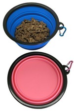 Xl Travel Dog Dish - Fold Flat For Storage Or Pop Open For Use - Pink - Silicone Xl Travel Dog Dish - Fold Flat For Storage Or Pop Open For Use - Pink - Silicone