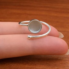 925 Sterling Silver 5mm Round Blank Ring Setting DIY Handmade Jewelry Supplies