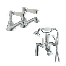 Imperior Traditional Victorian Twin Basin Tap Pair + Bath Filler Shower Mixer