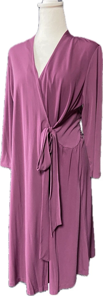 Vestido Randolph Duke Mediano The Look Mujer Púrpura Envolvente Midi Corbata Cintura Elástico Foto 2 de 4