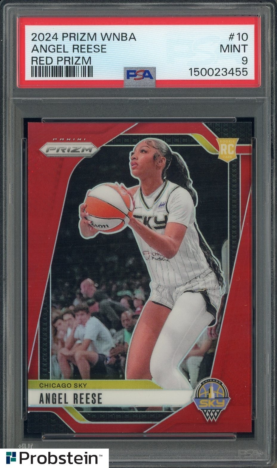 2024 Panini Prizm WNBA Red Prizm #10 Angel Reese RC Rookie 228/299 PSA 9 view 1