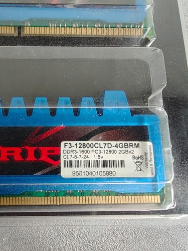 G.Skill 4GB (2x2GB) Ripjaws DDR3 RAM F3-12800CL7D-4GBRM Memory 240 pin DIMM - Afbeelding 2 van 2