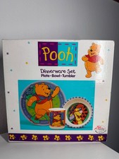 Unused - 90's Vintage Winnie the Pooh 3pc Dinnerware Set Zak Designs New