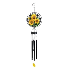 Briarwood Lane Checkered Sunflowers Illuminated Wind Chime