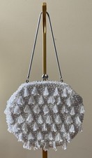 Hand Beaded Evening Purse/Bag Metal Handle Kiss Lock Made In Hong Kong Vintage