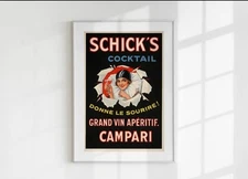 Vintage Campari Cocktail Poster | French Aperitif Wall Art Printable | Retro