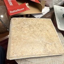 Cryntel ItaliaStone 12x12 Beige Vinyl Tile Comfort Rolled Edge 10 Tiles. Opn box