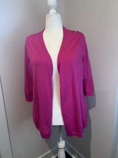 CJ Banks Women’s Plus Size 2X Hot Pink Open Knit Cardigan Sweater