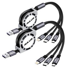RULUS Retractable Multi Charging Cable 2Pack 4Ft , 3 in 1 USB Cable...