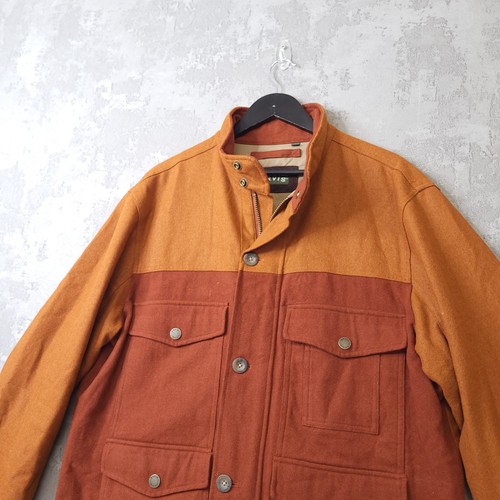 Orvis Field Jacket Men's Large Rust Orange Colorblock Wool Tweed Outdoor Hunting - Picture 7 of 15