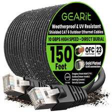 Gearit Cat6 Outdoor Ethernet Cable 150Ft 23Awg Pure Copper Ftp Lldpe Waterproof
