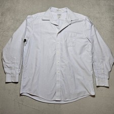 LL Bean Mens 16.5-35 Blue White Striped Wrinkle Resistant Button Down Shirt