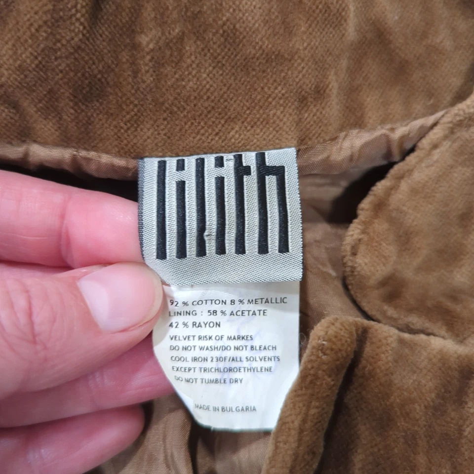 Blazer Chaqueta Botón Corto Terciopelo Marrón Lilith - Para Mujer Talla Grande Otoño Claro Foto 2 de 4