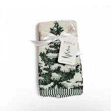 Bianca 2 Pc Fingertip Towels Christmas Tree Holiday Cotton 11x18” Made Portugal