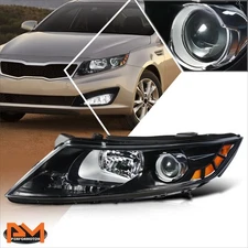 For 11-13 Optima OE Style Left Side Projector Headlight Lamp Amber Corner Black