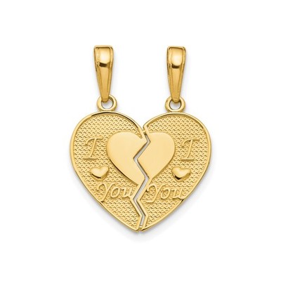 14k Gelbgold zerbrechliches Herz Anhänger Set Paare passende Liebe Charm Halskette