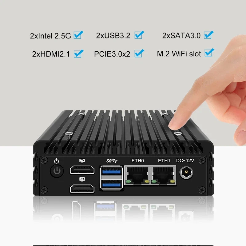 X86 P5 12th Mini Router i3 N305 N200 N100 DDR5 Firewall 2x i226-V 2.5G Fanless - Image 3 of 4