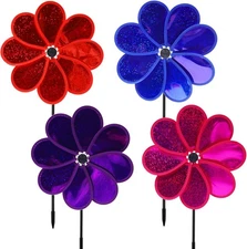 4PCS Flower Wind Spinner Sparkly Lawn Pinwheel 11.8 Color Dark, Light 