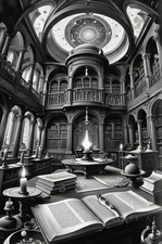 Black & White Abstract Galactic Library Canvas Wall Art Picture