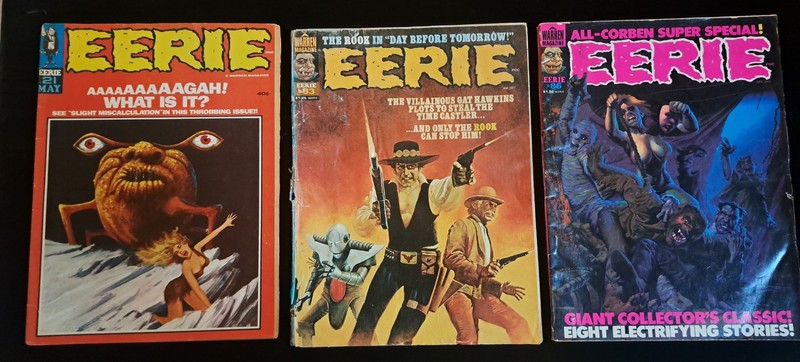 LOT OF 3 WARREN B&W WARREN HORROR EERIE MAGAZINES 1968 to 1977 #21 83 86