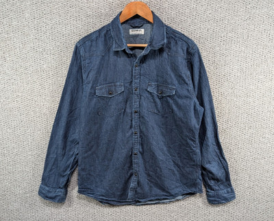 Express Herren Classic Blue Denim Freizeit Western Druckknopf Hemd L