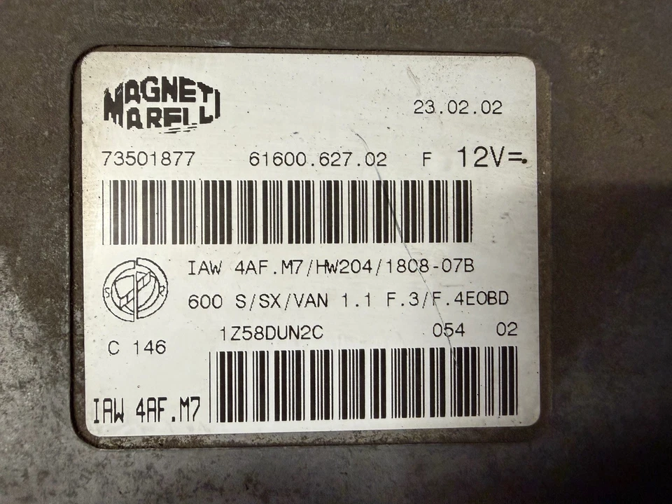 CENTRALINA MOTORE ECU FIAT SEICENTO / 600 - 1.1 BENZINA -  73501877 / IAW4AF.M7 - Immagine 2 di 2