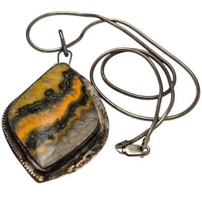 Aesthetic Rose Charley Navajo Honeybee Jasper Sterling Silver Necklace