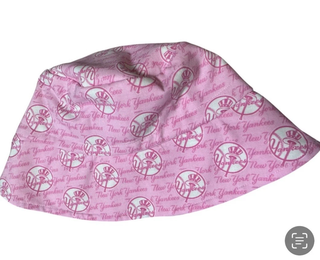 NY Yankees Baseball Bucket Hat Pink Cotton Adjustable Lined NWT Unisex Gift