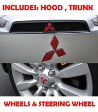 2007 2008 2009 Mitsubishi Lancer Hood Trunk Steering Wheel Emblem Red Sticker