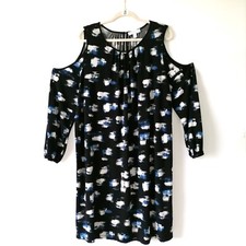 Boutique Womens Black Cold Shoulder Abstract Print Sheath Dress Plus Size 2X